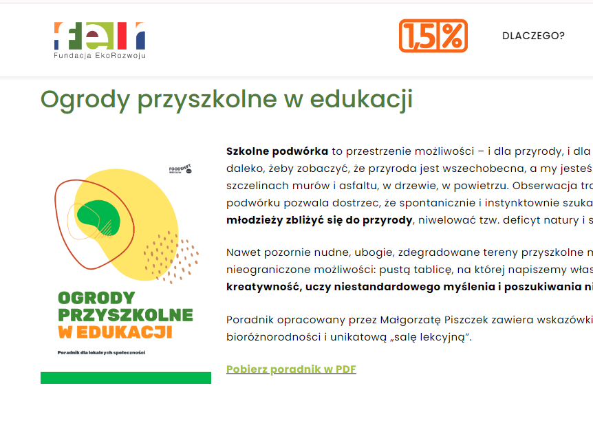 Ogrody przyszkolne w edukacji 